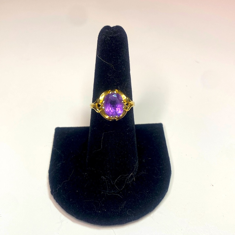 Classic Gold Amethyst Faux Ring